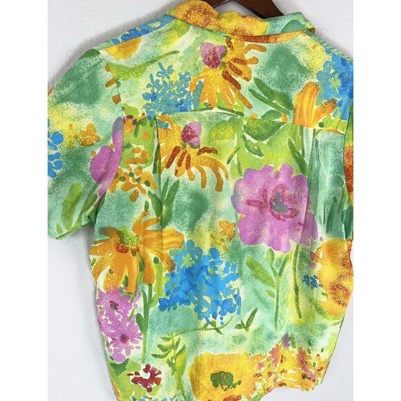 Jams World Summer Garden Floral Hawaiian Shirt Women’s L 100% Rayon - Picture 8 of 9